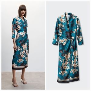 NWT Mango Floral Blue Kimono Dress